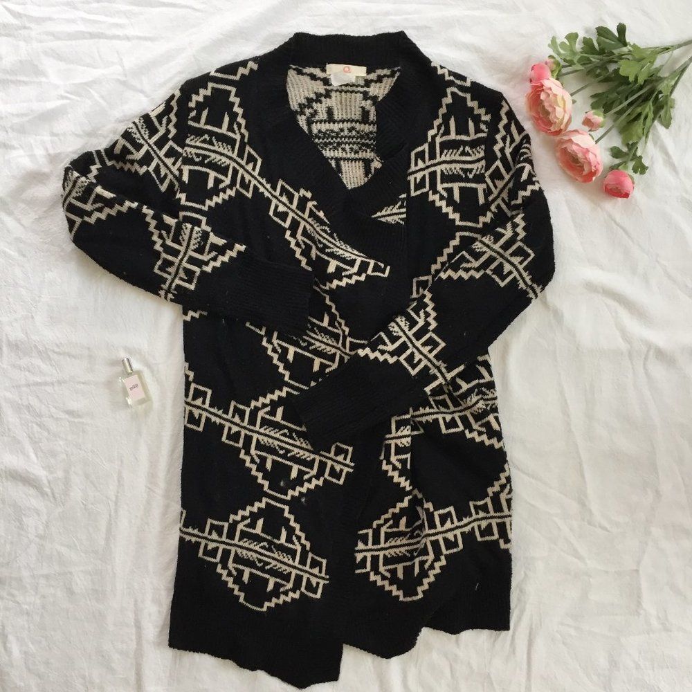 Aztec Print Drape Cardigan